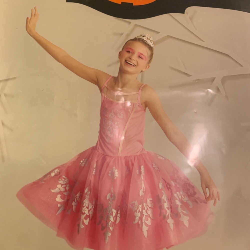 NWT Ballet Dancer Costume Medium 8-10 Pink Tiara
